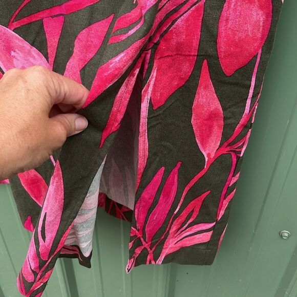 Women's Hawaiian Tropical Print Linen-Blend Slip Skirt with Side Slit, Size XXL - Picture 6 of 12